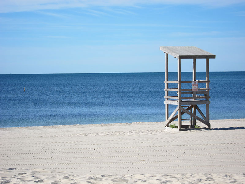 lifeguard stand on an empty beach
